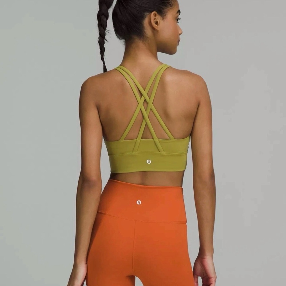New Lululemon Size 4 Energy Bra Long Line Med Support B-C cup Auric Gold